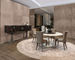 Moderne het Meubilair Marmeren Hoogste Ronde Eettafel van het Restaurantterras met Metaalkelderverdieping